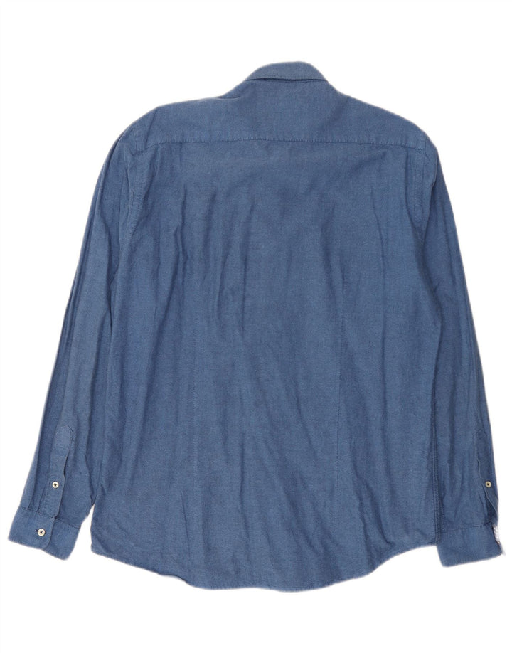 Zara Herren-Slim-Fit-Hemd, groß, aus blauer Baumwolle