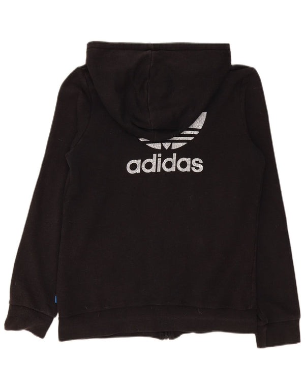 Adidas Pull à capuche zippé graphique pour femme UK 12 Coton noir moyen