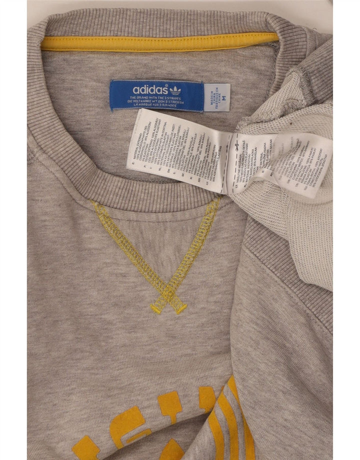 ADIDAS Mens Graphic Sweatshirt Jumper Medium Grey Cotton
