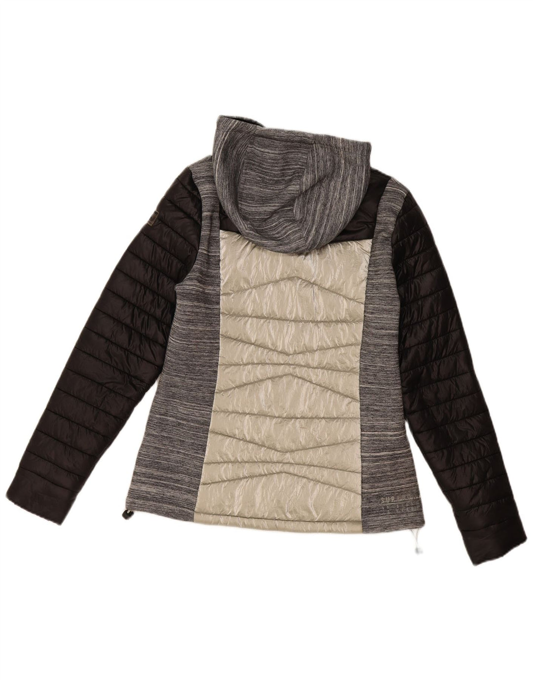Superdry Womens Hooded Padded Jacket UK 12 Medium  Grey Colourblock Nylon