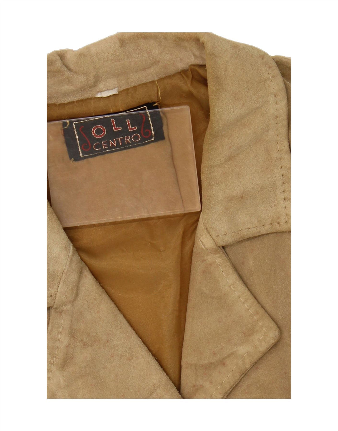 VINTAGE Womens Suede Jacket UK 16 Large Beige Vintage Vintage and Second-Hand Vintage from Messina Hembry 