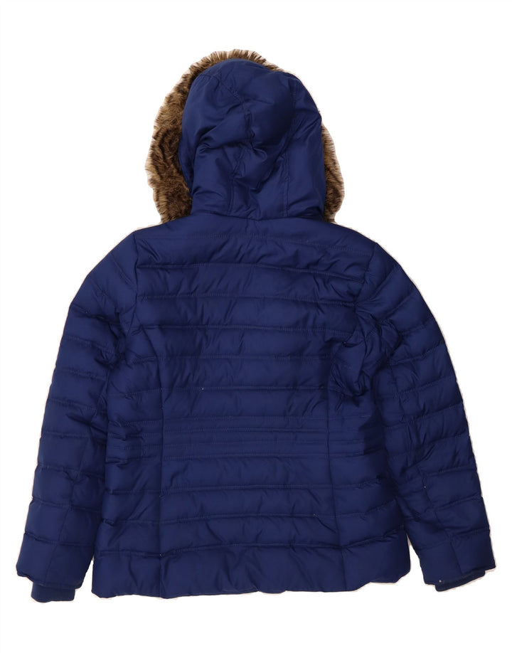 TOMMY HILFIGER Womens Hooded Padded Jacket UK 16 Large Blue Polyester Vintage Tommy Hilfiger and Second-Hand Tommy Hilfiger from Messina Hembry 