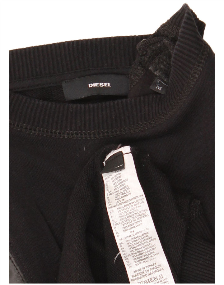 Diesel Womens Sweatshirt Jumper UK 14 Medium Black Cotton