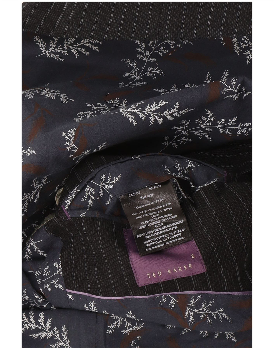 Ted Baker Herre 2-knaps blazerjakke str. 6 2XL Marineblå nålestribet bomuld