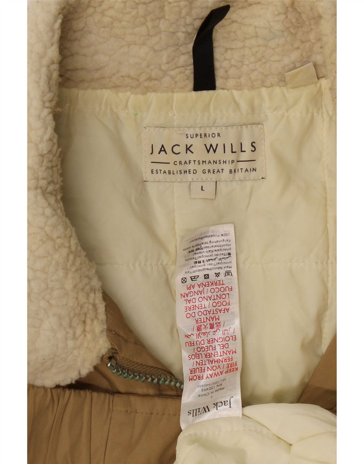 Jack Wills Mens Bomber Jacket UK 40 Large Beige Polyester