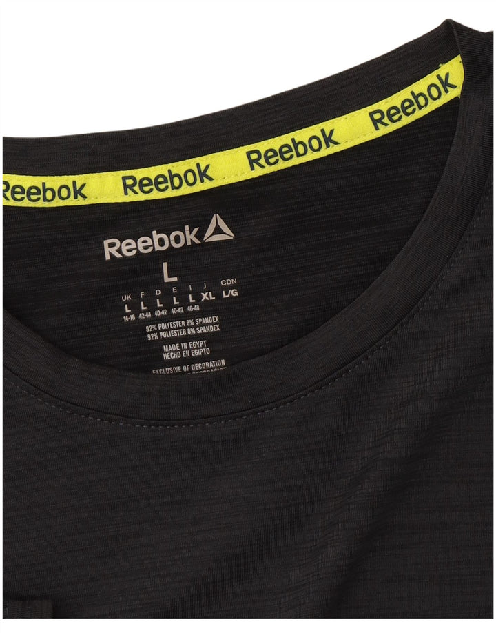 REEBOK Womens T-Shirt Top UK 14/16 Large Grey Polyester