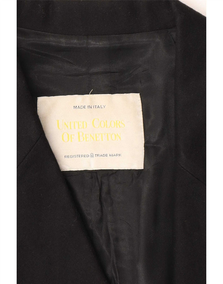 Giacca Blazer Doppiopetto Donna Benetton IT 46 Large Nera Lana