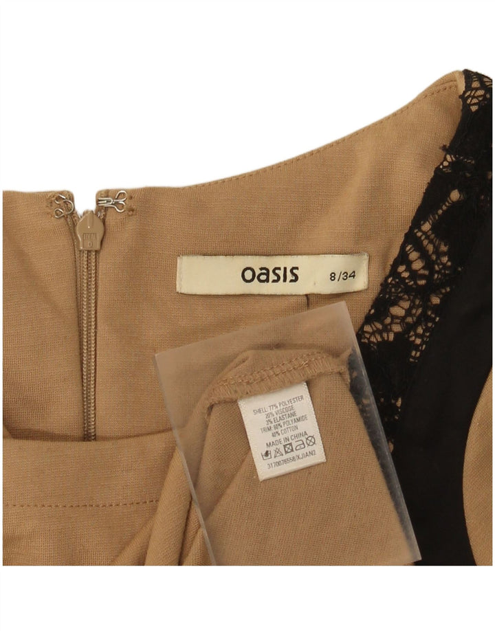 Oasis Womens Sheath Dress UK 8 Small Brown Colourblock Polyester