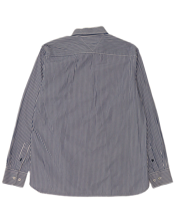 Tommy Hilfiger Mens Custom Fit Shirt Large Blue Pinstripe Cotton