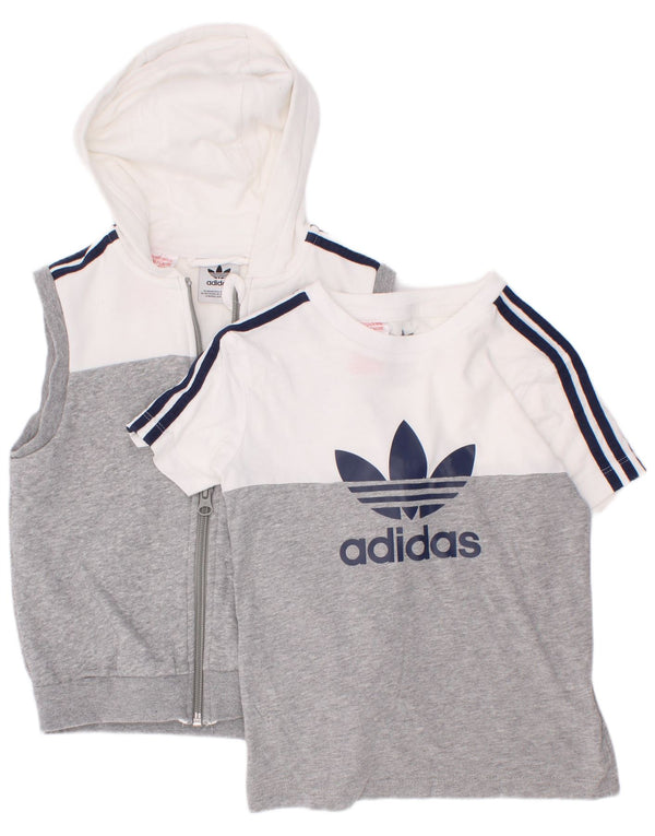 Adidas Ensemble 2 pièces à capuche graphique pour garçon 3-4 ans en coton color block gris