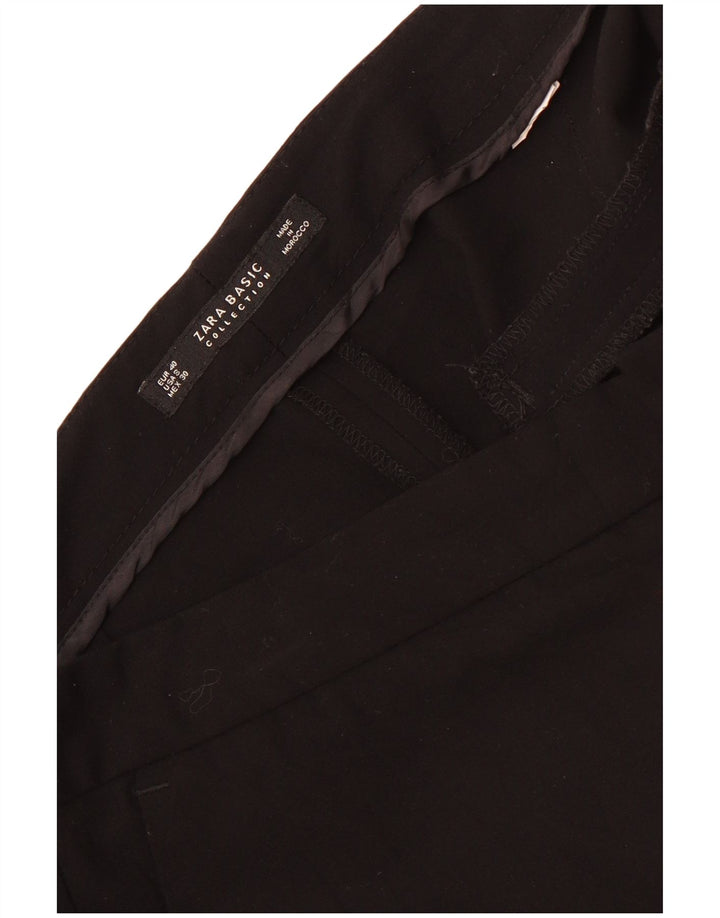 Zara Womens Cropped Trousers EU 40 Medium W32 L25 Black