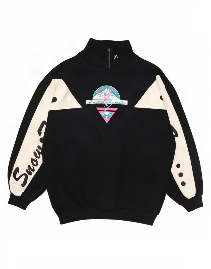 Maser M Felpa con grafica da donna Maglione US 8 Medium Black Colourblock