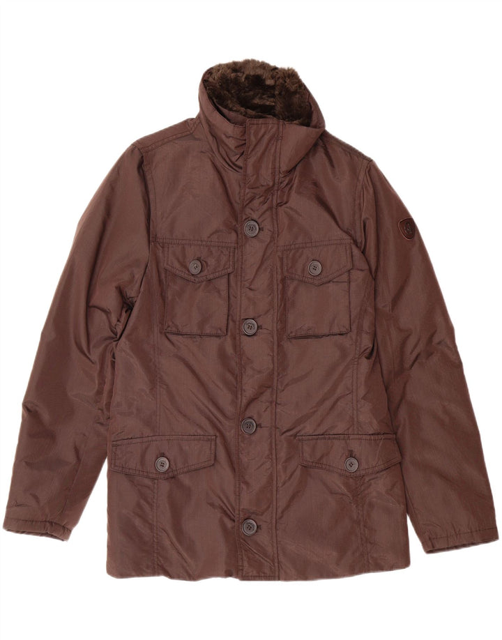 CONTE OF FLORENCE Mens Padded Jacket IT 46 Small Brown Vintage Conte of Florence and Second-Hand Conte of Florence from Messina Hembry 