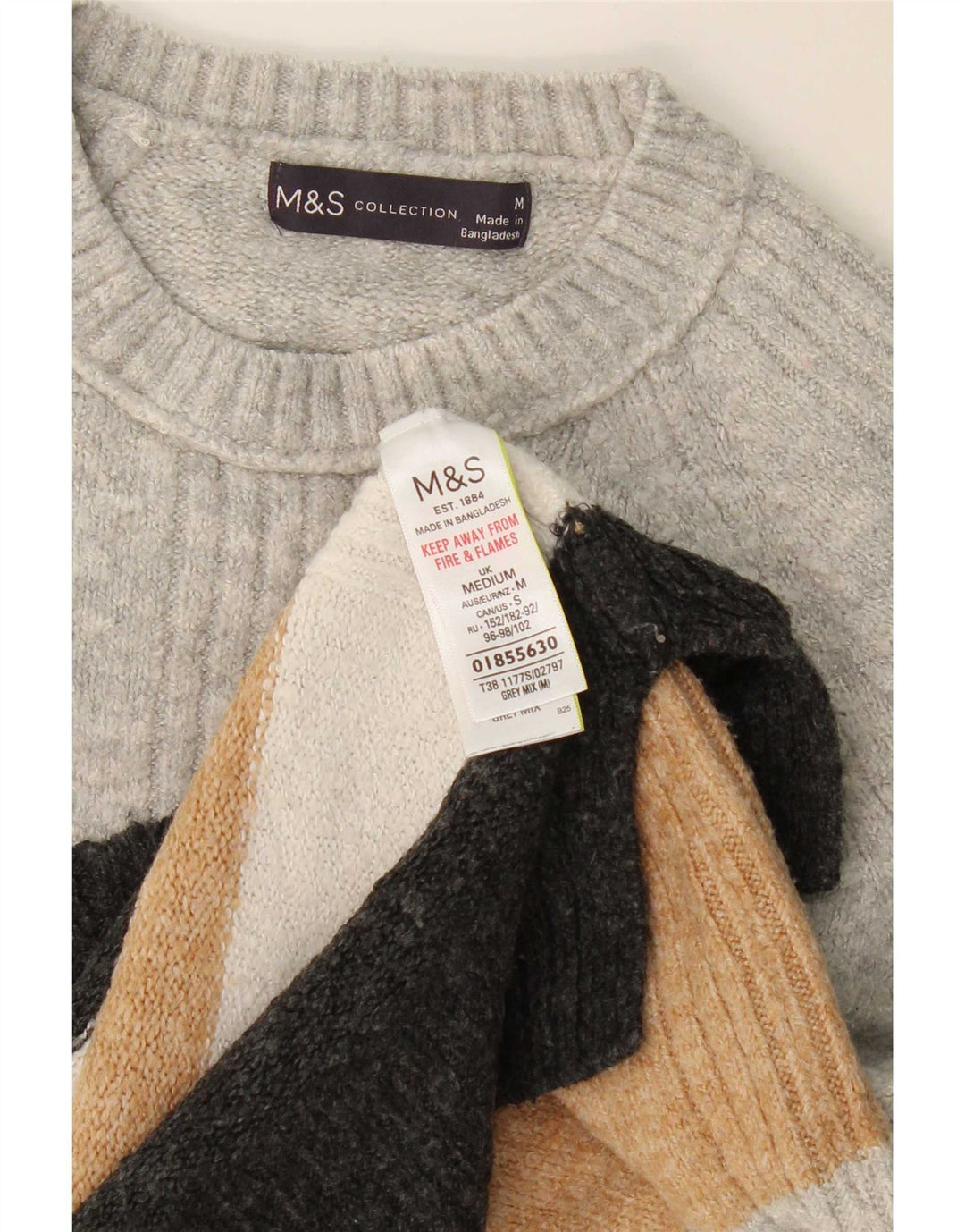 Marks & Spencer Womens Crew Neck Jumper Sweater UK 14 Medium Grey