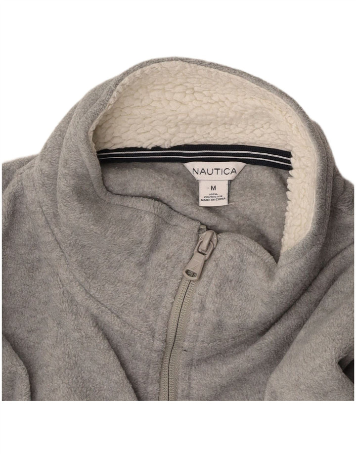 NAUTICA Womens Fleece Jacket UK 14 Medium Grey Polyester