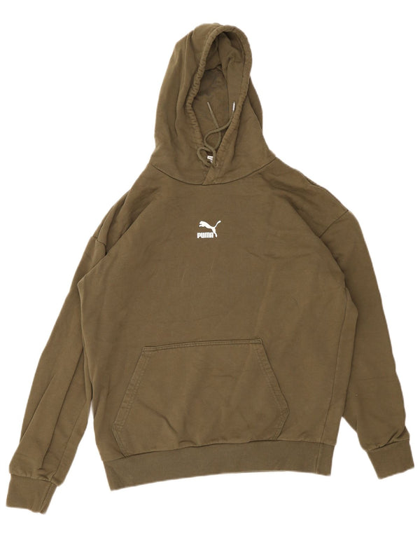 Felpa con cappuccio da uomo Puma Small in cotone kaki