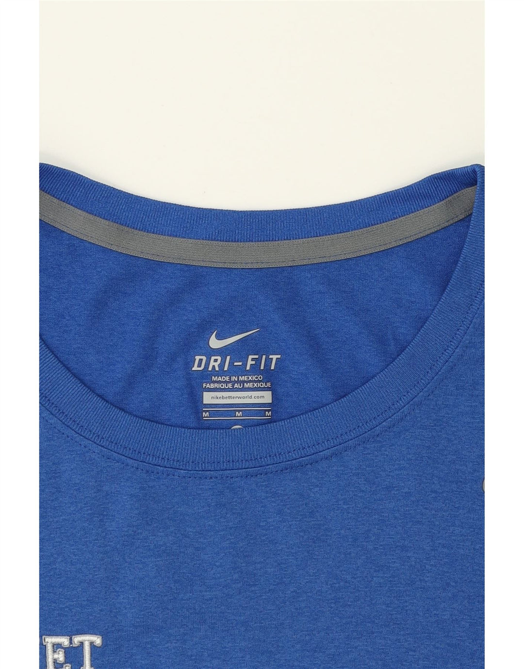 NIKE Womens Dri Fit Graphic T-Shirt Top UK 14 Medium Blue Polyester Vintage Nike and Second-Hand Nike from Messina Hembry 