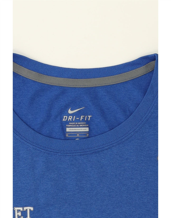 NIKE Womens Dri Fit Graphic T-Shirt Top UK 14 Medium Blue Polyester Vintage Nike and Second-Hand Nike from Messina Hembry 