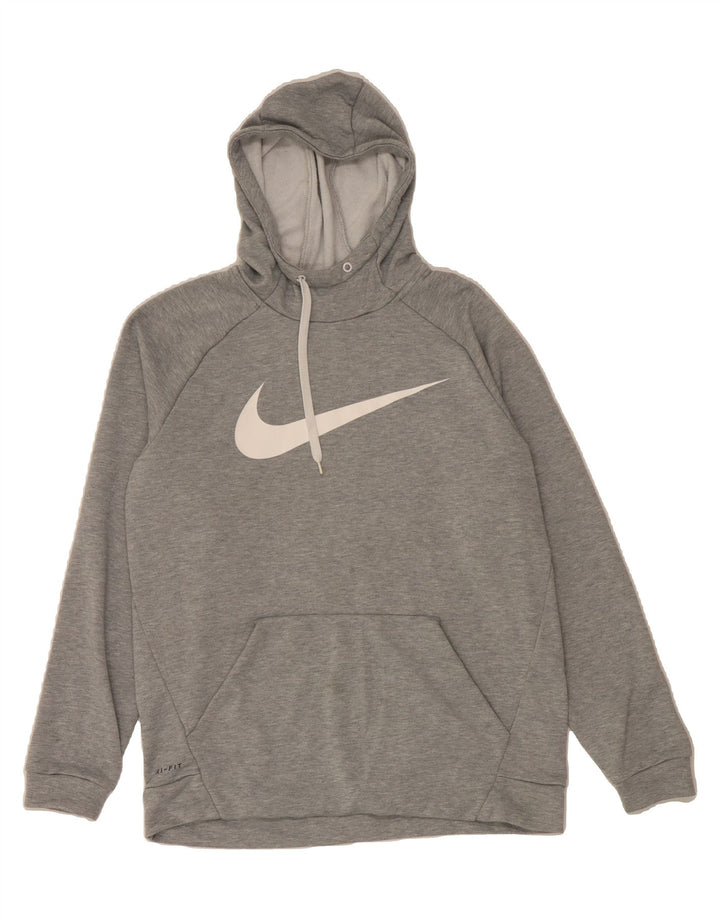 NIKE Mens Dri Fit Graphic Hoodie Jumper Large Grey Polyester Vintage Nike and Second-Hand Nike from Messina Hembry 