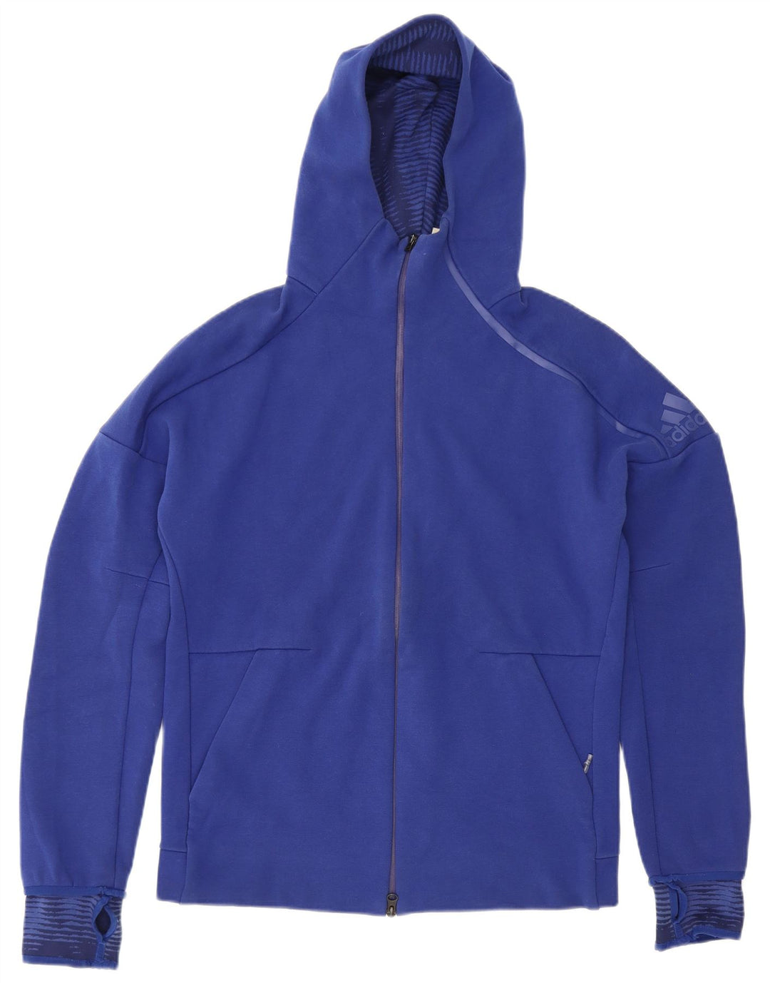 Adidas Mens Zip Hoodie Sweater Medium Blue Cotton