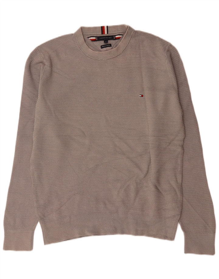 Tommy Hilfiger Mens Crew Neck Jumper Sweater Medium Grey Cotton