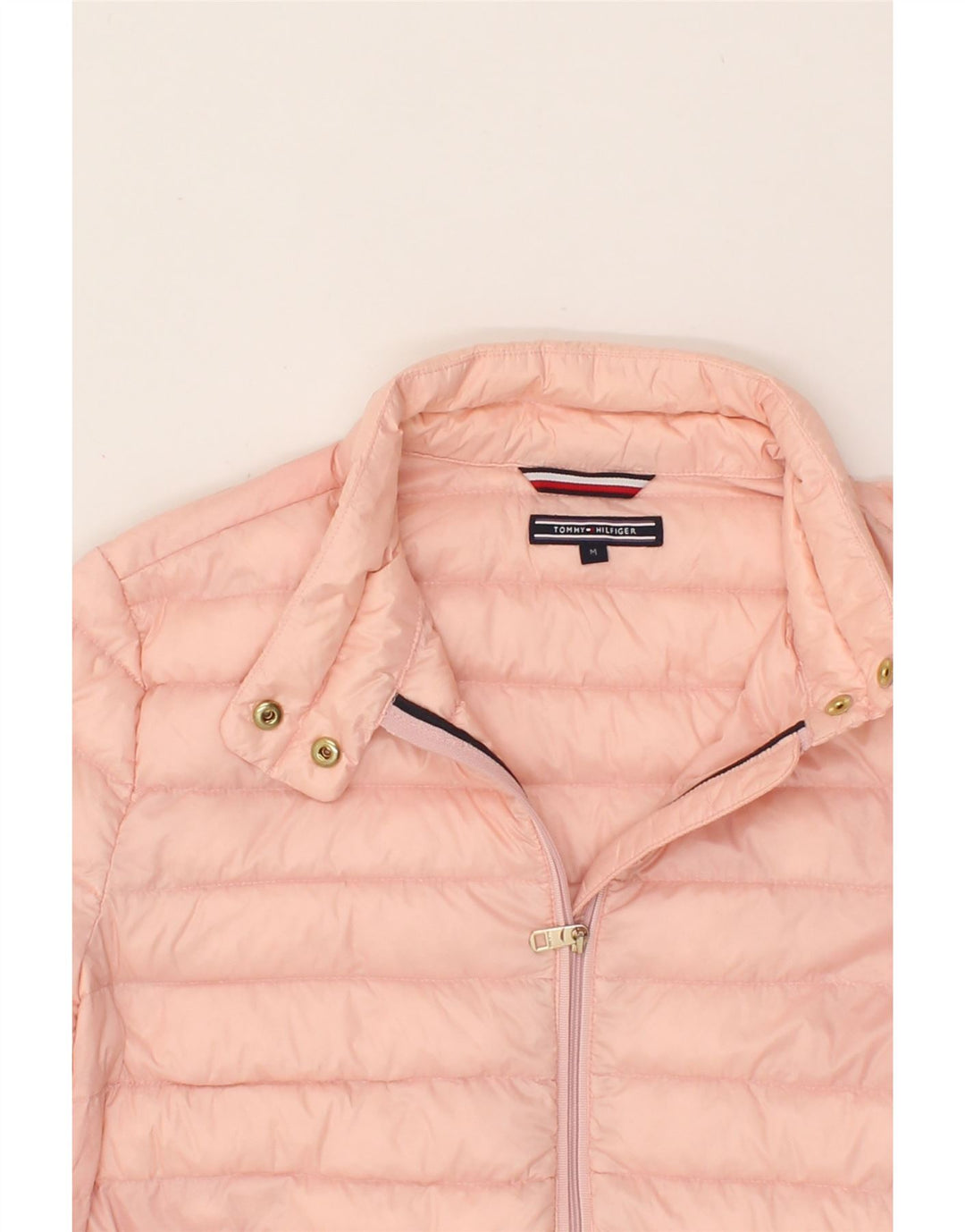 TOMMY HILFIGER Womens Padded Jacket UK 14 Medium Pink Polyacrylic Vintage Tommy Hilfiger and Second-Hand Tommy Hilfiger from Messina Hembry 
