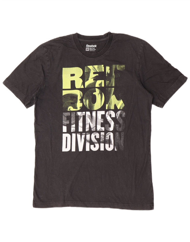 Reebok Mens Graphic T-Shirt Top Medium Black Cotton