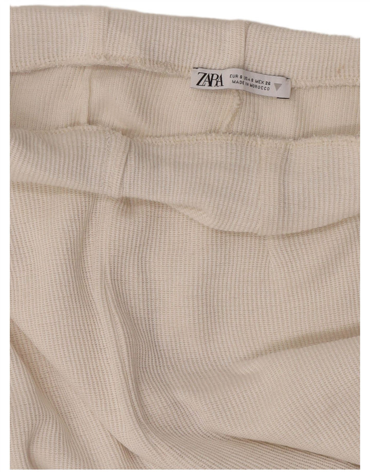 Zara Womens Capri Tracksuit Trousers UK 10 Small  White