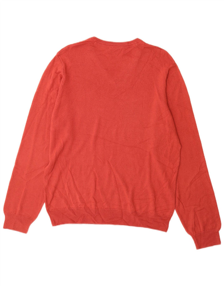 Marks & Spencer Mens Regular Fit V-Neck Jumper Sweater Large Red Acrylic