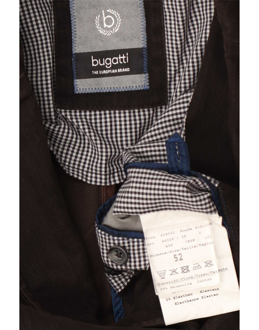 Jachetă pentru bărbați Bugatti cu 3 nasturi EU 52 XL bumbac maro