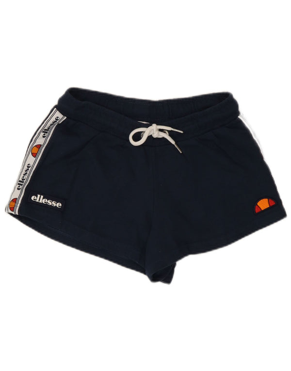 Pantaloncini sportivi grafici da donna Ellesse UK 8 Small Blu navy in cotone color block