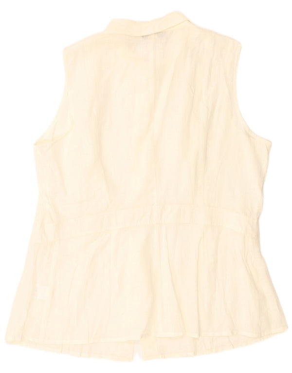 Marina Rinaldi Dame ærmeløs skjorte bluse str. 27 Large Off White Linned