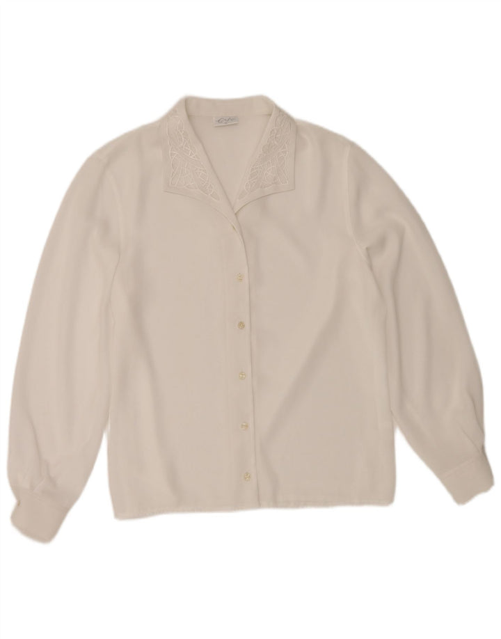 Vintage Womens Shirt Blouse EU 40 Medium White Polyester