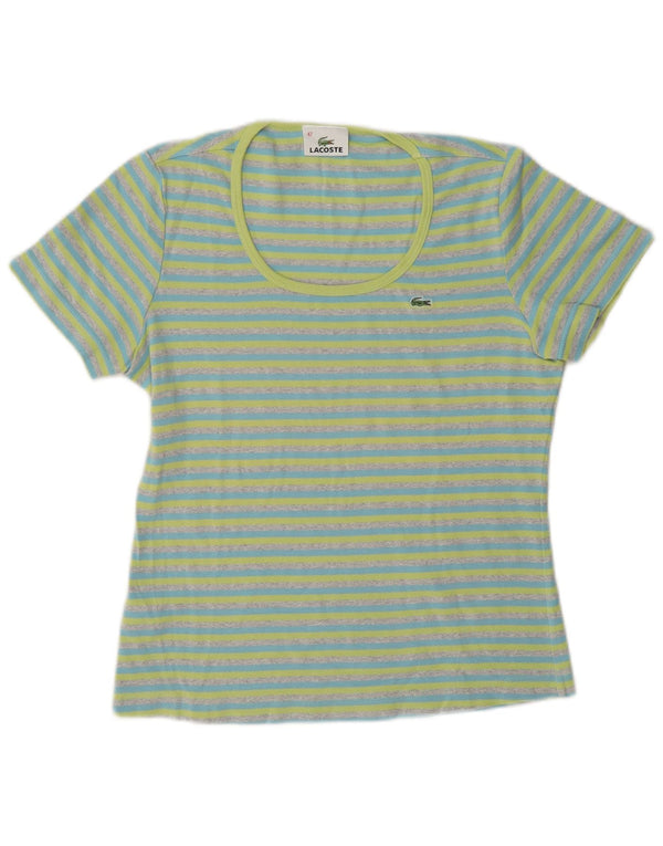 T-shirt da donna Lacoste taglia 42 grande in cotone a righe blu