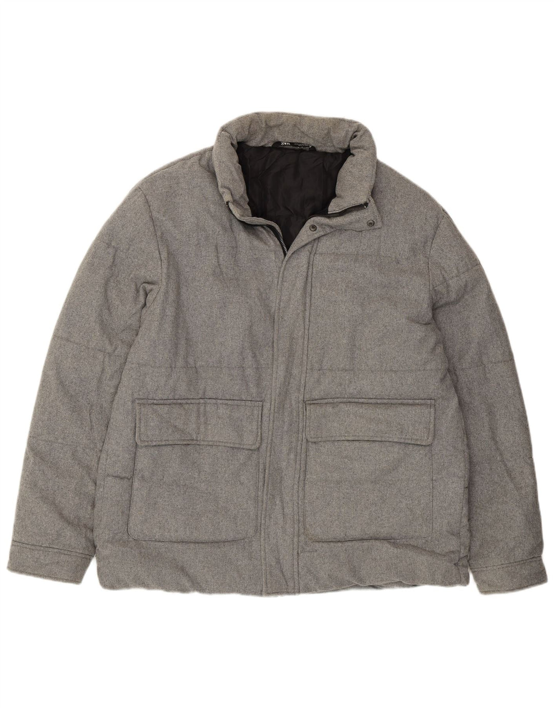 Giacca imbottita da uomo Zara UK 42 XL poliestere grigio