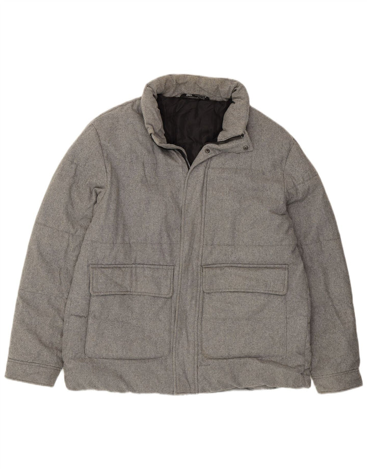 Giacca imbottita da uomo Zara UK 42 XL poliestere grigio