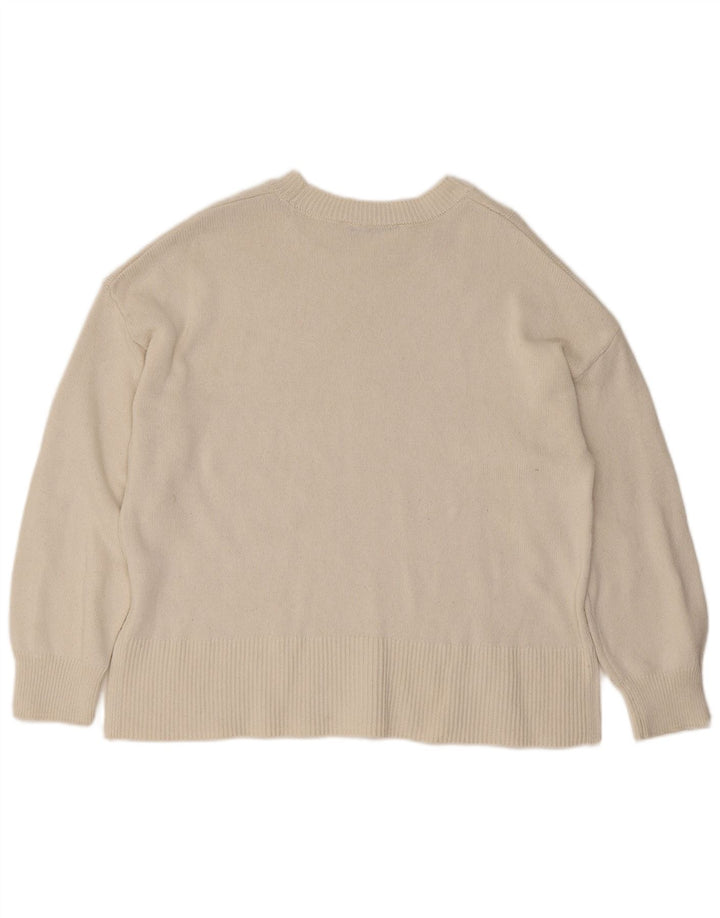 Zara Womens Oversized Boat Neck Jumper Sweater UK 14 Medium Off White
