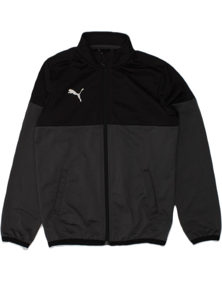 PUMA Boys Tracksuit Top Jacket 9-10 Years Black Colourblock Polyester | Vintage Puma | Thrift | Second-Hand Puma | Used Clothing | Messina Hembry 