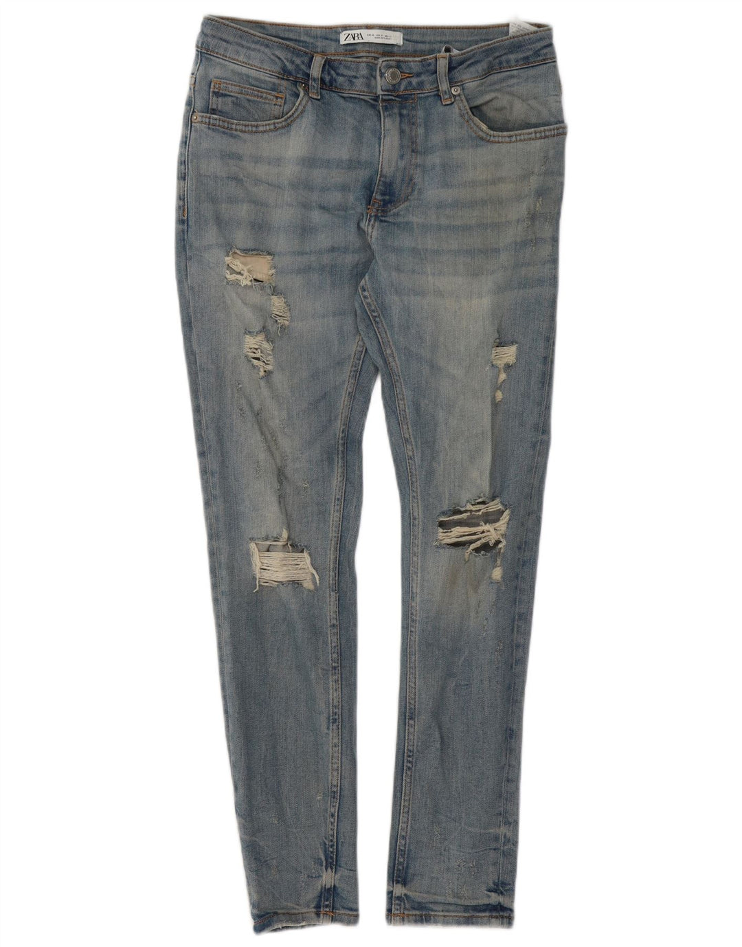Zara Mens Distressed Slim Jeans EU 40 Medium W31 L29 Blue Cotton