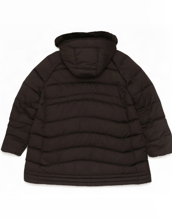 Geox Womens Respira Hooded Wattierter Mantel UK 18 XL Schwarz Polyester