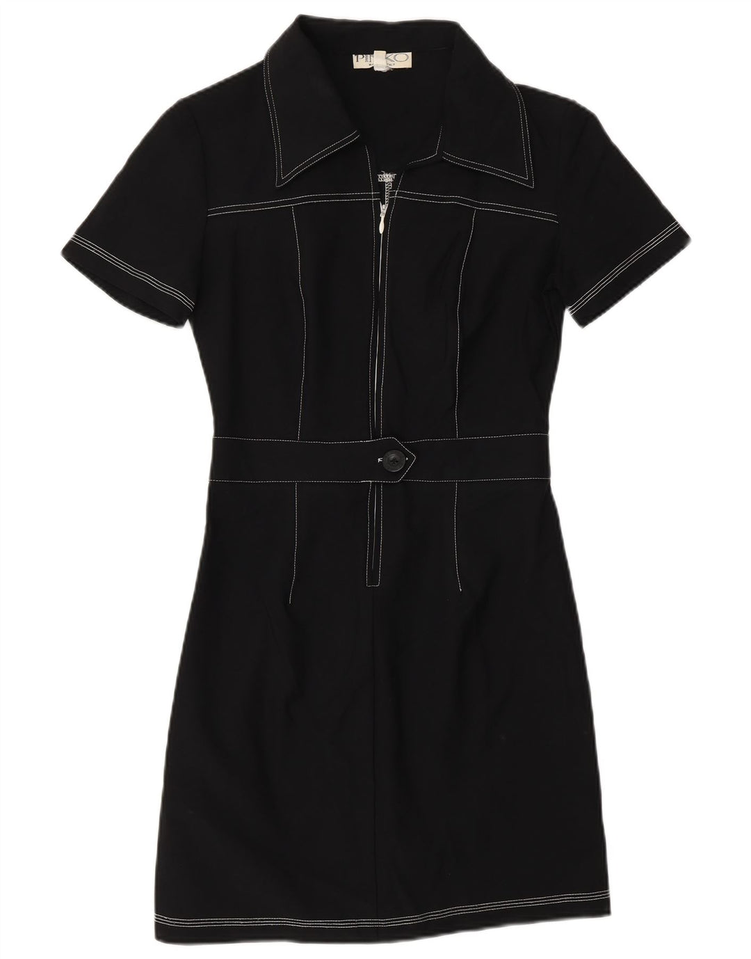 Pinko Womens Short Sleeves Sheath Dress UK 12 Medium Black Polyamide