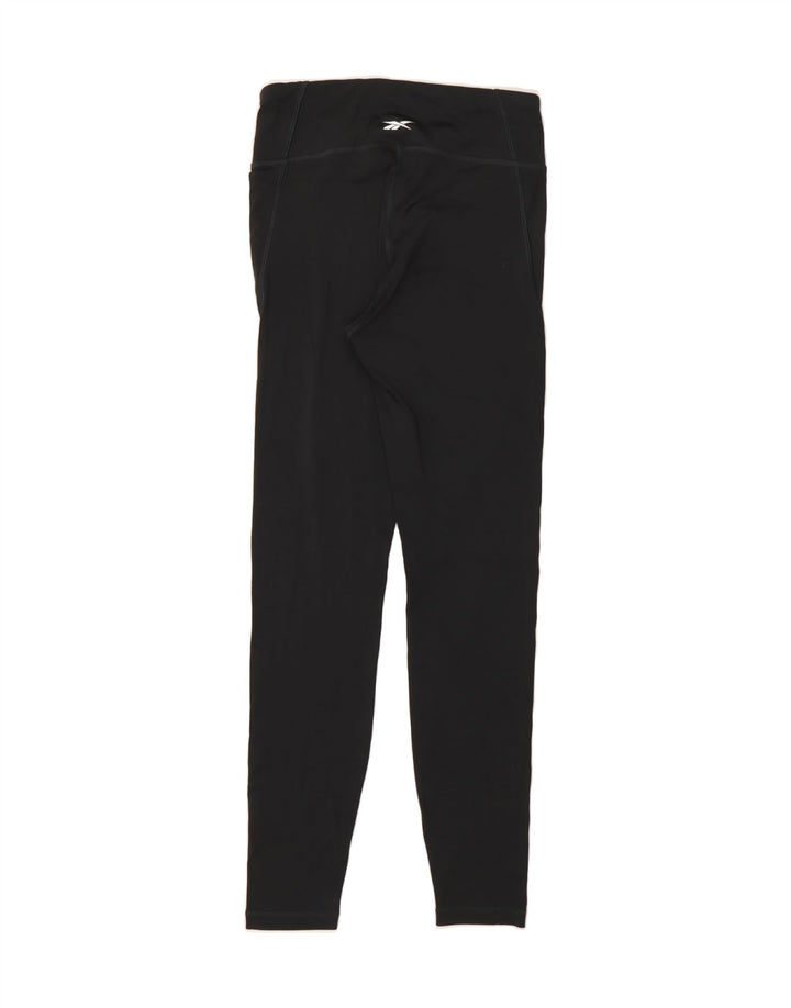 REEBOK Womens Leggings UK 12/14 Medium  Black Polyester Vintage Reebok and Second-Hand Reebok from Messina Hembry 