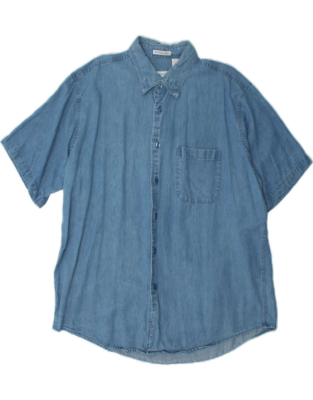 IZOD Mens Short Sleeve Denim Shirt XL Blue Lyocell Vintage Izod and Second-Hand Izod from Messina Hembry 