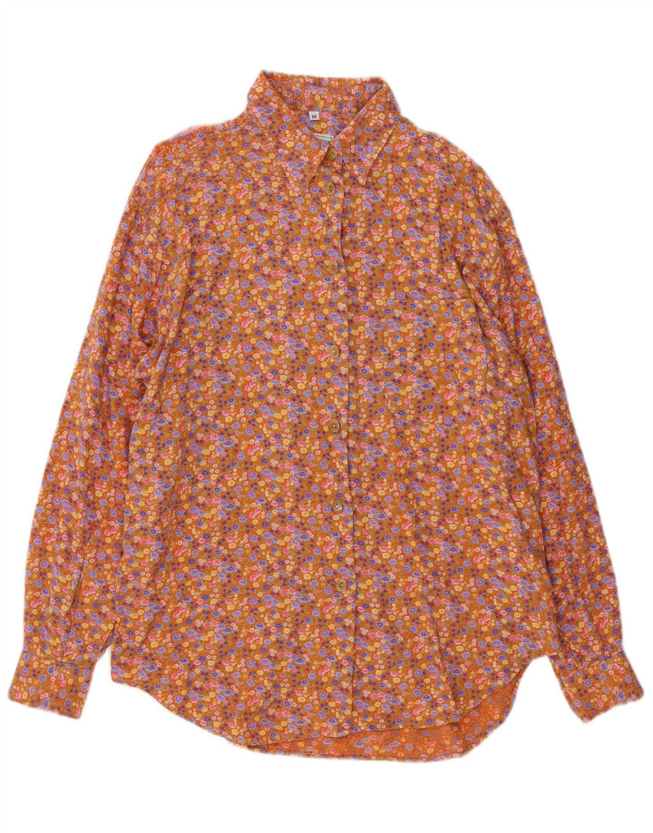 Vintage Womens Shirt UK 14 Medium Multicoloured Floral Viscose