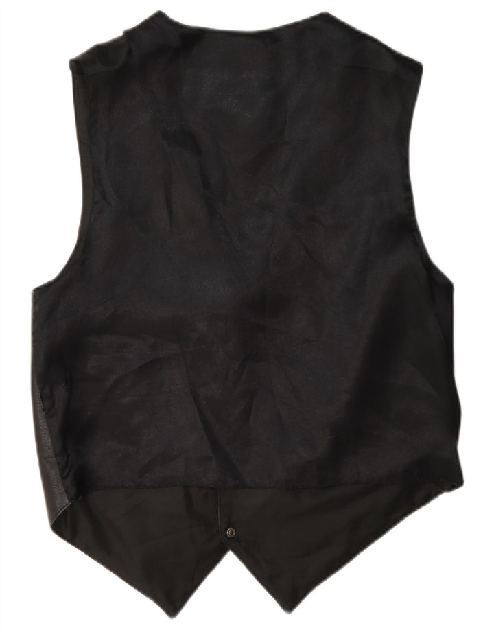 Gilet in pelle vintage da uomo piccolo nero