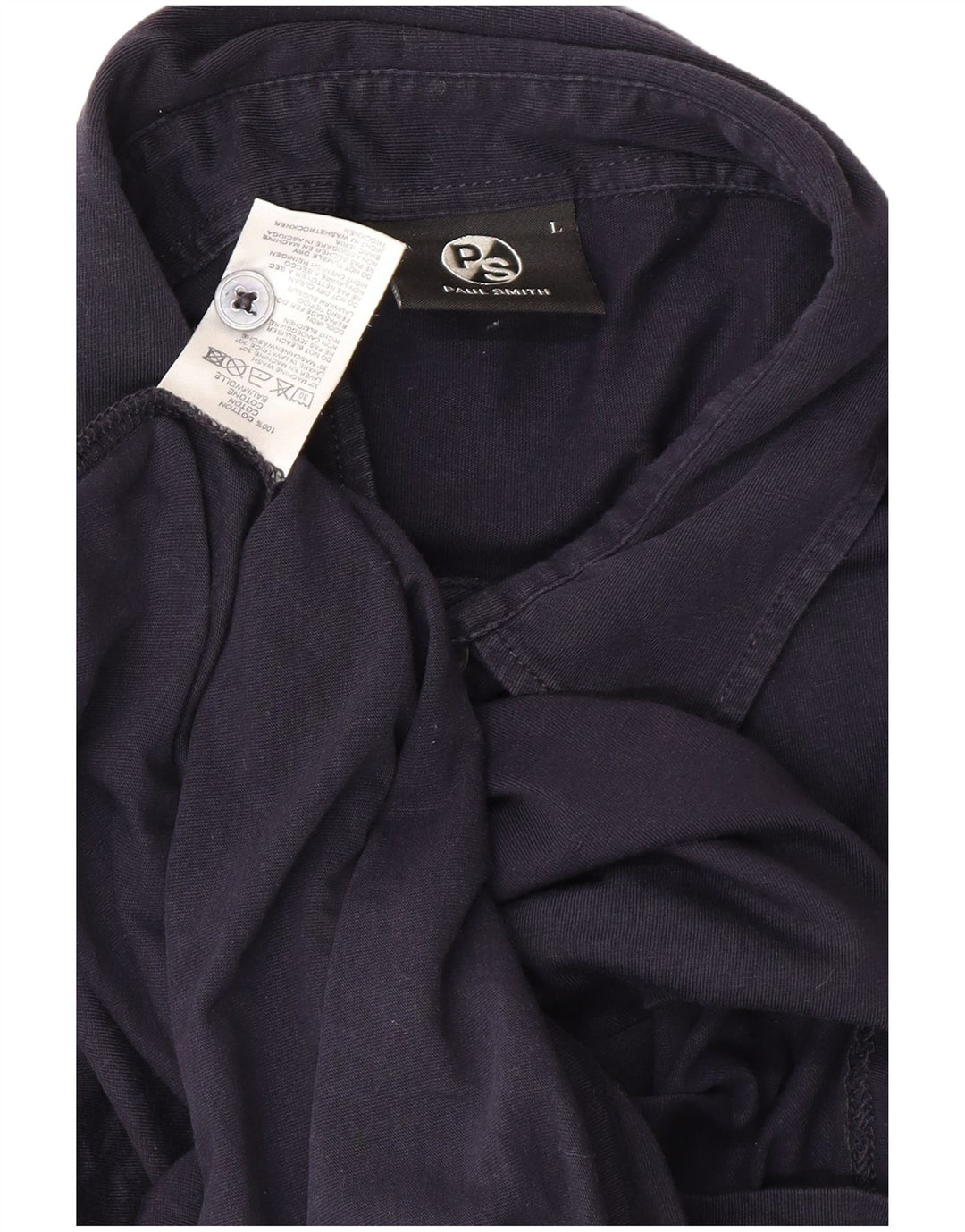 PAUL SMITH Mens Polo Shirt Large Navy Blue Cotton
