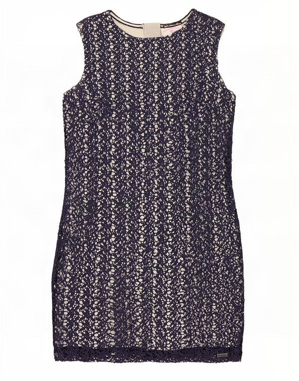 Superdry Womens Sleeveless Sheath Dress UK 12 Medium Navy Blue Floral