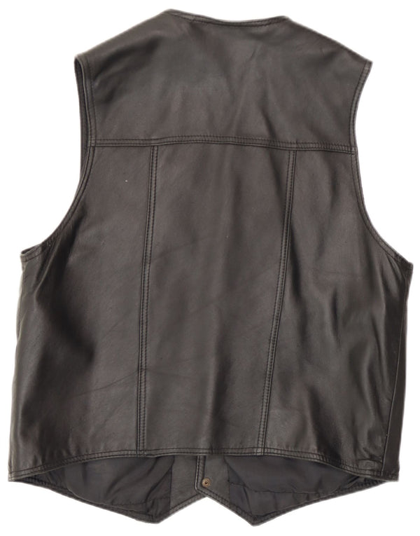 Mondi Mens Leather Waistcoat UK 36 Small Black