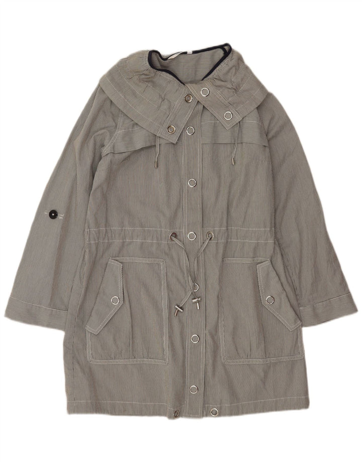 Marks & Spencer Womens Oversized Trench Coat UK 10 Small Grey Pinstripe