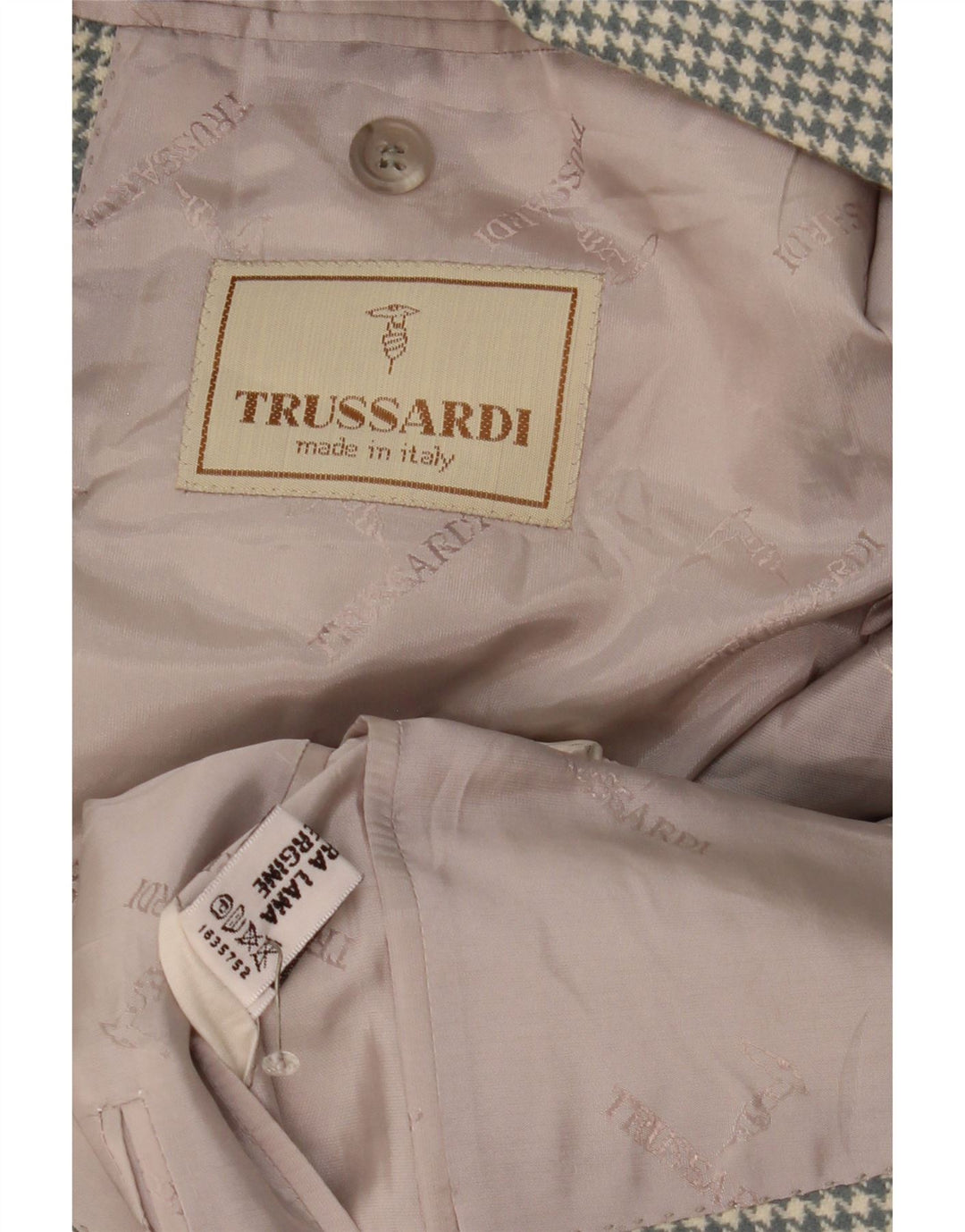 Trussardi Mens 2 Button Blazer Jacket UK 40 Large Grey Houndstooth Wool